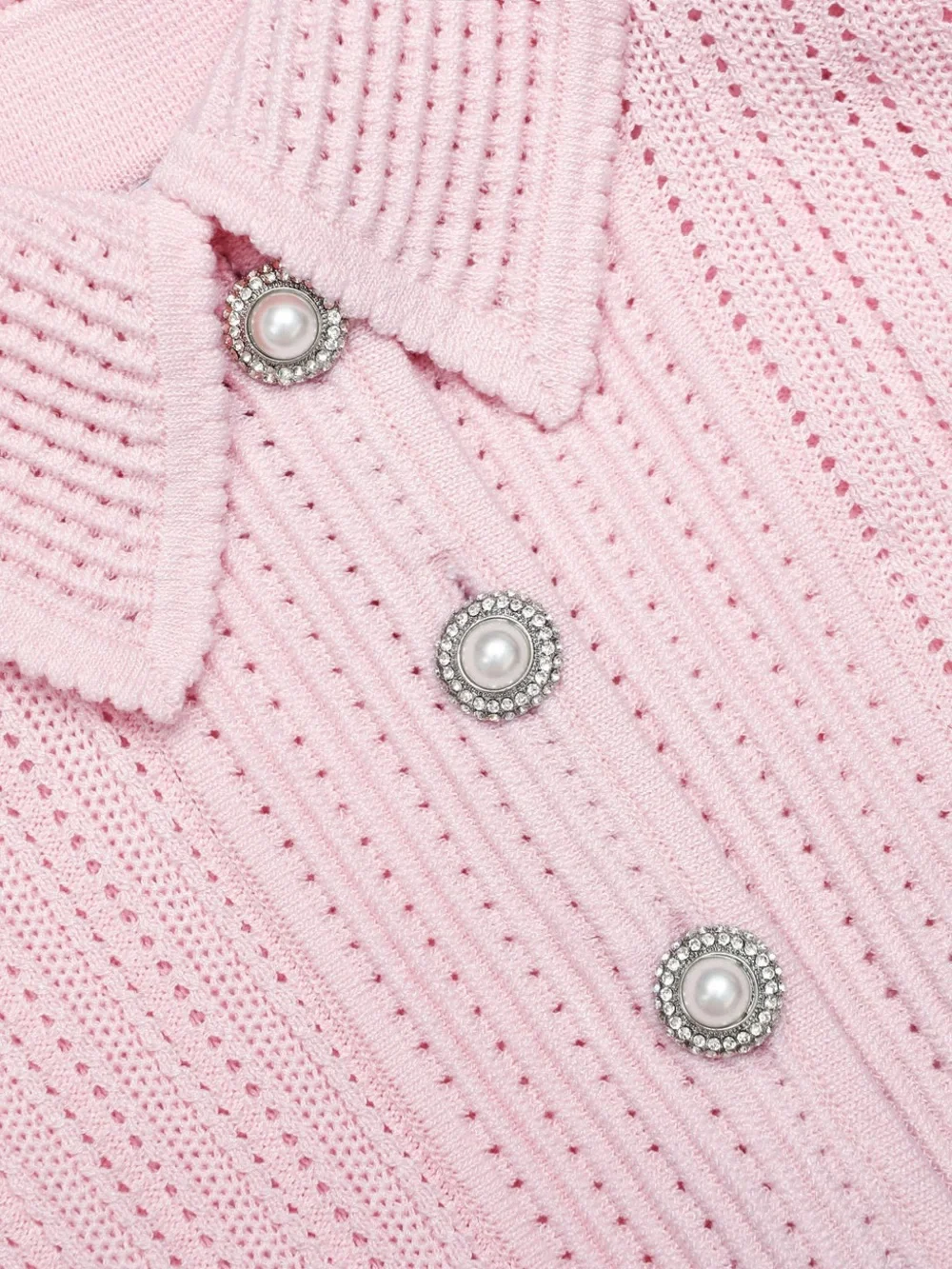NWOT Self-Portrait PINK POINTELLE PEPLUM KNIT MIDI DRESS - Picture 5 of 11